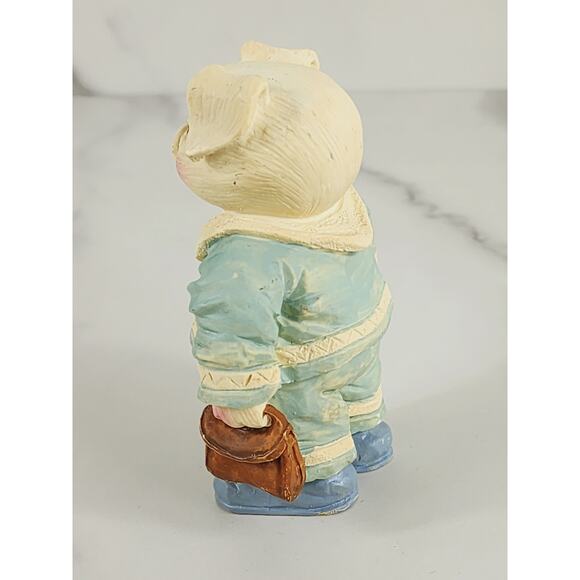 Piglet Pig Lover Piggy Uniform Suit Figurine Light Blue 4" Year 90s Home Decor - Picture 4 of 13